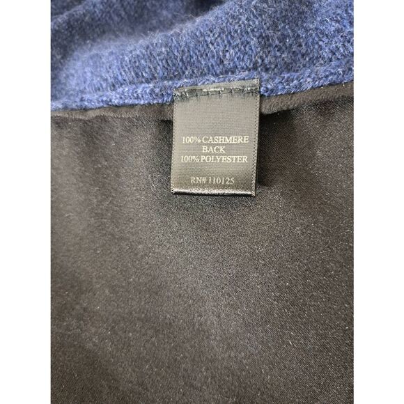 Qi cashmere sweater womens small 100% cashmere sweater blue black mockneck - Picture 7 of 8